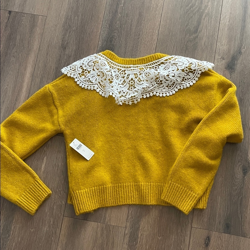 Anthropologie Maeve Lace Collar Cardigan Sweater - Picture 5 of 7